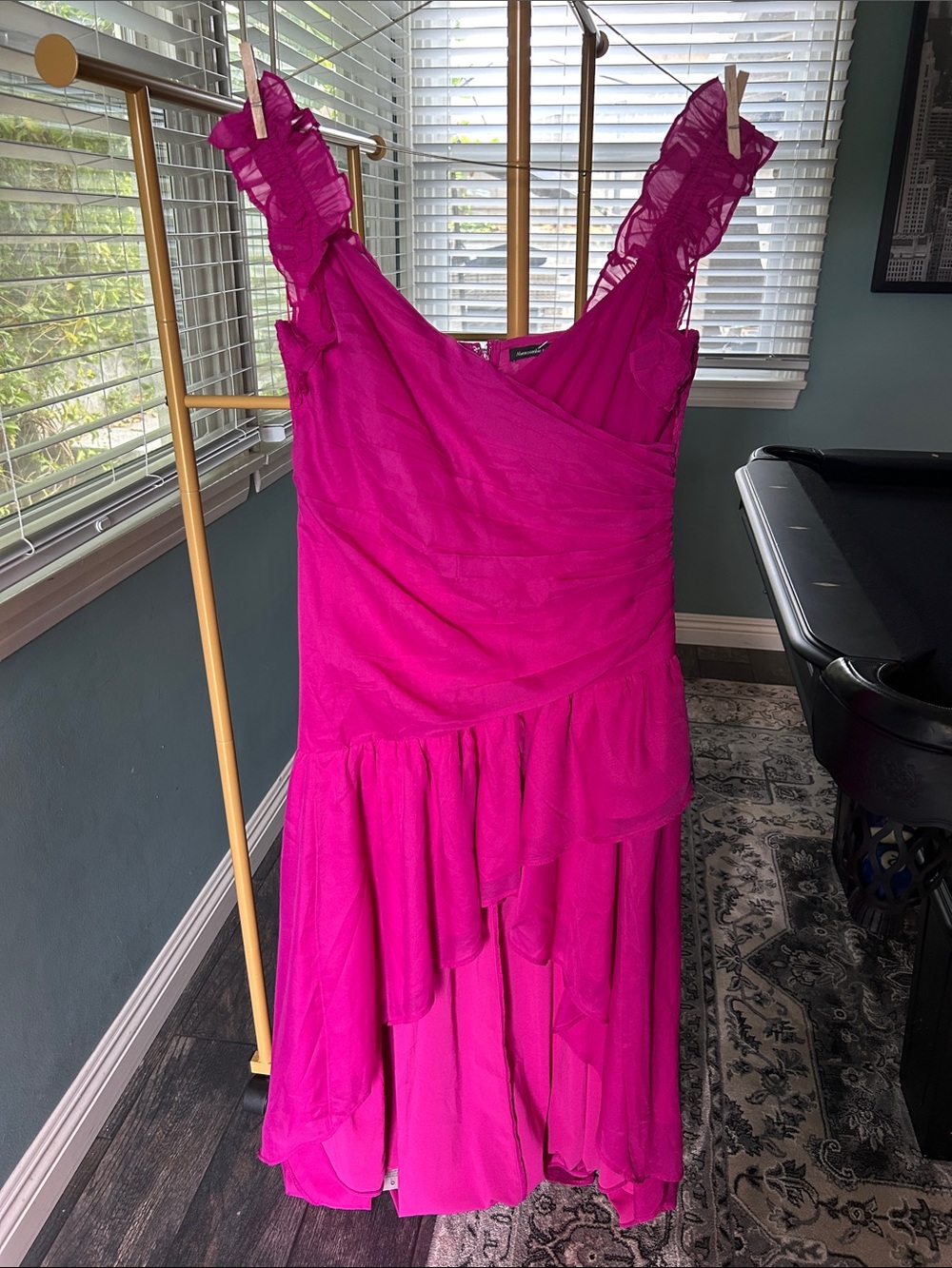 Abercrombie & Fitch Fuchsia Ruffled High-Low Dress
